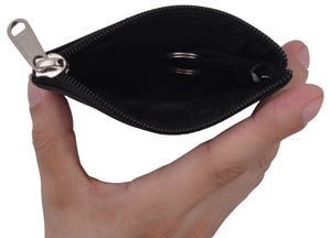 Genuine Leather Coin Change Purse With Front ID Window & Key Ring 710 Assorted color-menswallet