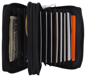 Genuine Leather Credit Card Wallet with Zipper Case Holder Security Travel RFID Blocking-menswallet