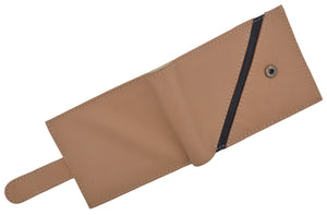 Cavelio Genuine Leather Bifold Card ID Holder Men's Tan Wallet W/ Snap Closure-menswallet
