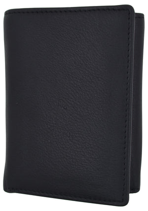 RFID Blocking Genuine Leather Trifold Badge Holder Wallet Black, Police Badge Holder-menswallet
