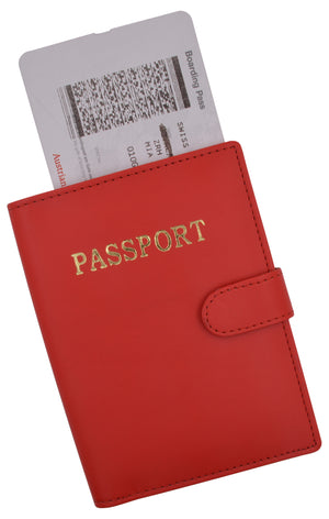 Leather Passport Holder Cover Wallet Card Case Travel Document Organizer Snap Closure-menswallet