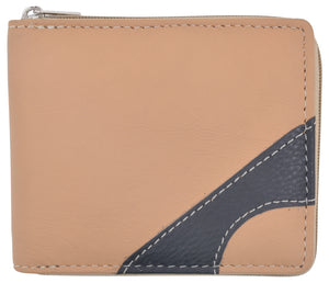 Zip-Around Men's Genuine Leather Credit Card ID Holder Bifold Zippered Wallet-menswallet