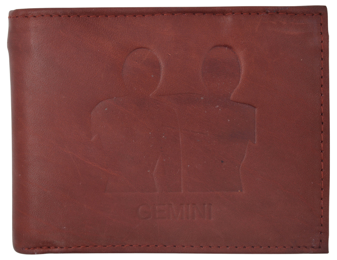 Gemini Zodiac Sign Bifold Trifold Genuine Leather Men's Wallets-menswallet