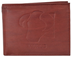 Taurus Zodiac Sign Bifold Trifold Genuine Leather Men's Wallets-menswallet