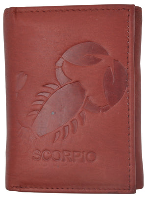Scorpio Zodiac Sign Bifold Trifold Genuine Leather Men's Wallets-menswallet