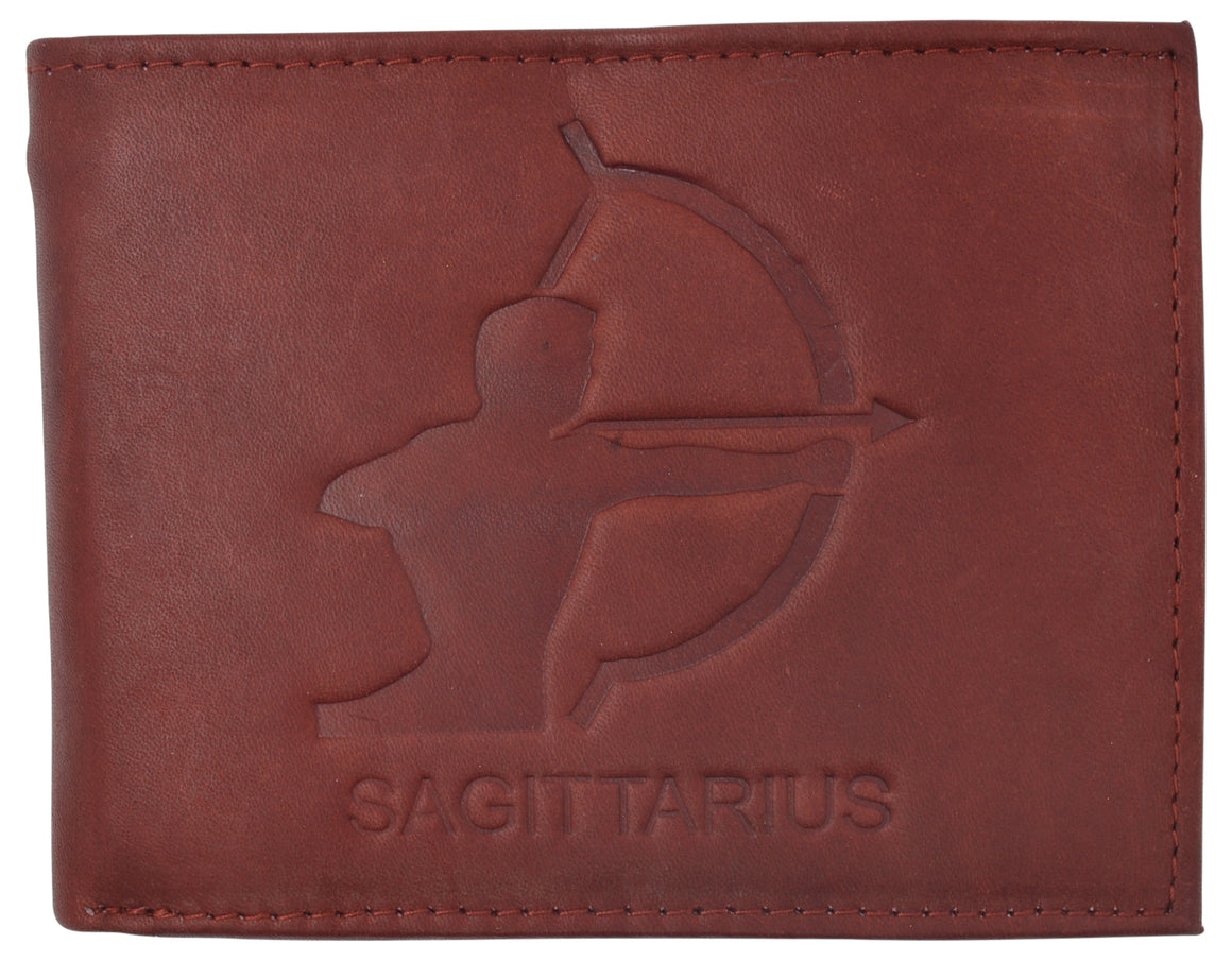 Sagittarius Zodiac Sign Bifold Trifold Genuine Leather Men's Wallets-menswallet