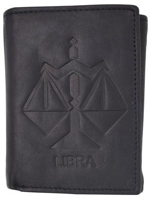 Libra Zodiac Sign Bifold Trifold Genuine Leather Men's Wallets-menswallet