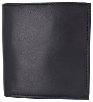 RFID Blocking Genuine Leather Dual Credit Card Case ID Flap Bifold Mens Wallet Passcase-menswallet