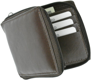 Mens Womens RFID Blocking Zipper Wallet Premium Leather Zip Around Bifold Black Brown-menswallet