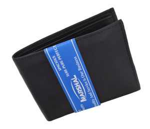 New Mens Bifold Genuine Leather Wallet Multi Credit Card ID License Slim Black-menswallet