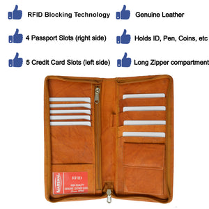 RFID Blocking Travel Wallet & Family Passport Holder Genuine Leather Document Holder & Organizer Protects Your Passports-menswallet