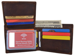 Bifold Genuine Leather Mens RFID Credit Card ID Wallet W/ Ying Yang Logo-menswallet