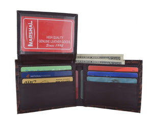 Crocodile Print Cowhide Leather Bifold Wallet with Flip ID Window & Credit Card Slots 71053 CR-menswallet