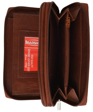 Genuine Cow Leather Double Zipper Ladies Wallet by Marshal-menswallet