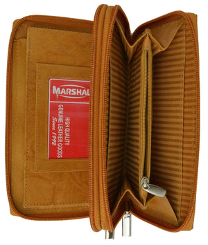 Genuine Cow Leather Double Zipper Ladies Wallet by Marshal-menswallet