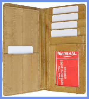 Genuine Eel Skin Leather Checkbook Cover Credit Card Holder ID Window E 154-menswallet