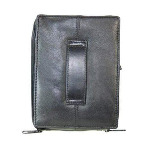 Black Genuine Leather Shoulder Strap Card Holder Organizer with Cellphone Pocket 1118 (C)-menswallet
