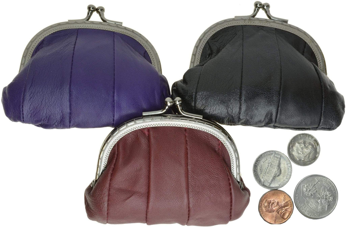 Genuine Leather Small Change Purse with Clasp Y970 (C)-menswallet