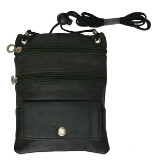 Leather travel neck pouch holder passport id wallet black security bag pocket 510 (c)-menswallet