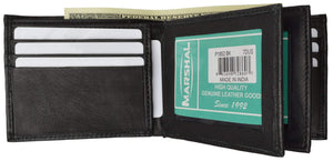 Mens Bifold Leather Wallet Middle Flaps Triple ID Window P 1852 (C)-menswallet