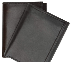 Mens Flap Up ID Trifold Genuine Leather Wallet 1755-menswallet