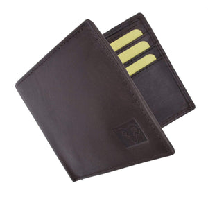 Mens Genuine High Quality Leather ID Card Holder Classic Design Slim Bifold Wallet by Cavelio 730060 (C)-menswallet