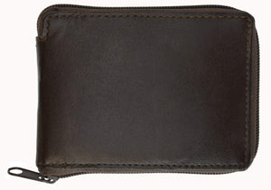 Mens Lamb Leather Zippered Bifold Flap up ID Wallet 1256-menswallet