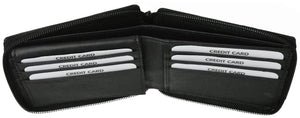 RFID Blocking Soft Premium Leather Zip Around ID Bifold Wallet RFID P 1256 (C)-menswallet