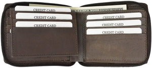 RFID Blocking Soft Premium Leather Zip Around ID Bifold Wallet RFID P 1256 (C)-menswallet