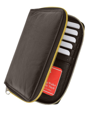 RFID Premium Leather Men's Passport Bifold Zip Around Wallet ID & Credit Card Holder RFID P 701 (C)-menswallet