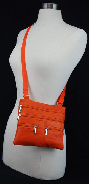 Soft Leather Cross Body Bag Purse Shoulder Bag 5 Pocket Organizer Micro HandbagTravel Wallet Multiple Colors HN907 (C)-menswallet
