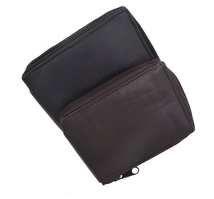 Zippered Bifold Leather Wallet W/Removable Plastic Inserts in Leather Casing W/Snap Enclosure 56-menswallet