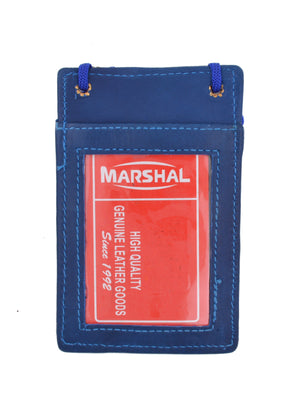 New Leather Neck Strap ID Badge Credit Card Holder Pouch Wallet Mini CrossBody 561 R (C)-menswallet