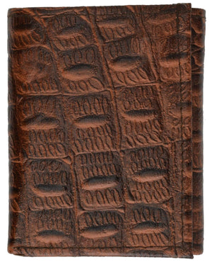 Alligator Print Cowhide Leather Trifold Wallet with ID Window & Credit Card Slots 71107 CR-menswallet
