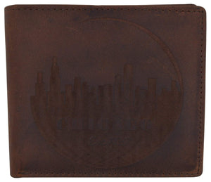 Chicago City Logo RFID Mens Leather Credit Card ID Bifold Wallet-menswallet