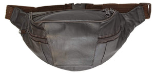 Leather Fanny Pack Waist Bag CellPhone Pouch Leather Flap Adjustable Waist Strap 002 (C)-menswallet