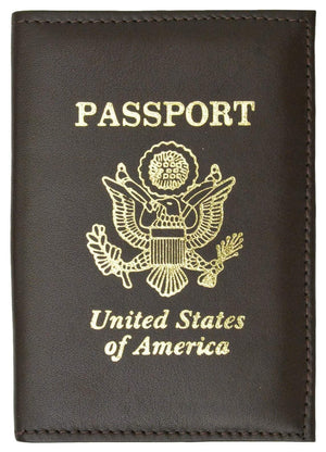 RFID Blocking Premium Leather United States Passport Holder Golden Print Emblem RFID P 601 USA (C)-menswallet