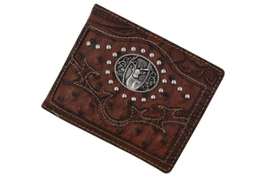 Brown Western Mens Deer Design Bifold Credit Card ID Holder Cowboy Style Wallet W070-38-BR (C)-menswallet