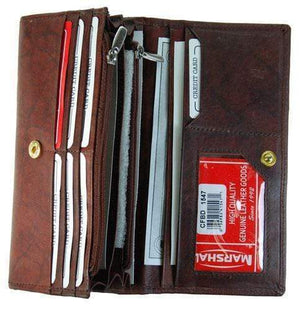 Ladies Leather Credit Card ID Holder Organizer Wallet Snap Closure 1547 CF (C)-menswallet