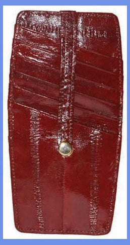Snap Two Sided Eel Skin Leather Credit Card Holder E 531-menswallet