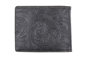 Cowboy Longhorn Design Mens Wallet Western Bifold Style Black W070-14-BK (C)-menswallet