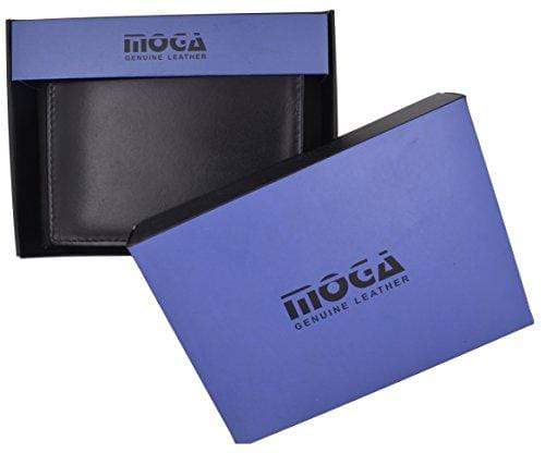 Genuine Leather Men's Hipster Flap Out Bifold Trifold Hybrid Wallet With Snap Pocket by Moga (1, Black)-menswallet