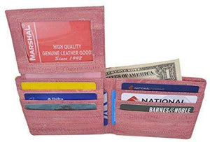 Men's Waterproof Genuine Eel Skin Leather Flap Up ID Credit Card Holder Bifold Wallet-menswallet