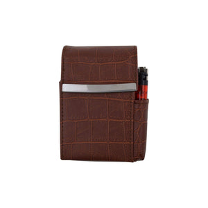 Crocodile Pattern Genuine Leather Cigarette Case Holder with Lighter Pocket 92812CR (C)-menswallet