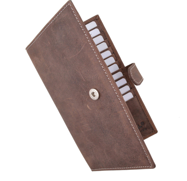 Polare Men's Rfid Blocking Vintage Italian Genuine Leather Slim Bifold Wallet Ha