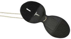 New Clip on Leather Badge holder with Chain Black 2520 TA (C)-menswallet