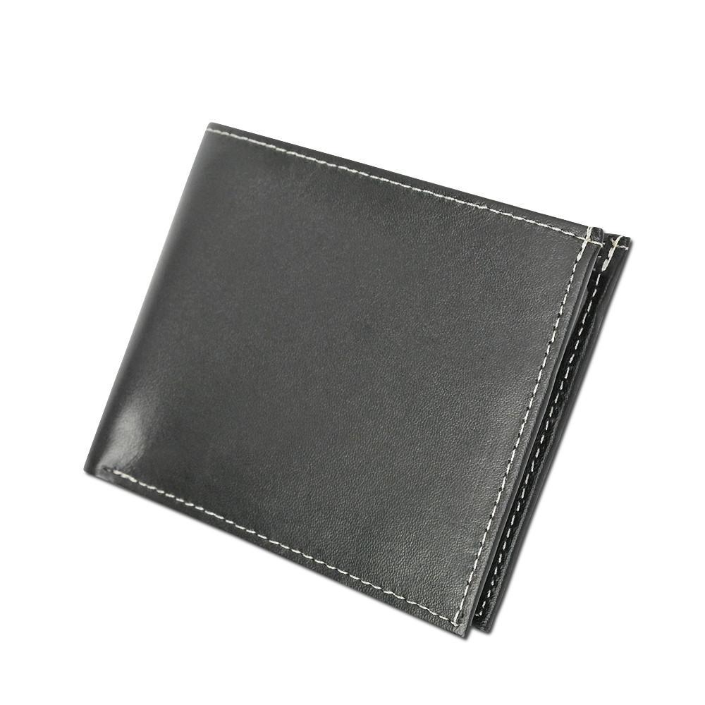 Premium Soft Leather Flap Up ID Card Holder Bifold Mens Black Wallet 960053-menswallet
