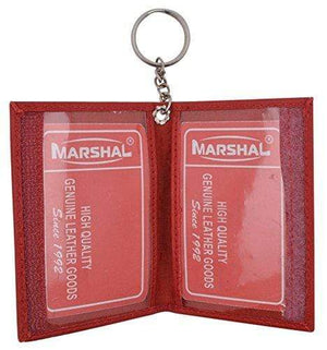 Genuine Lambskin Soft Leather Credit card Id Card Holder with Key Chain by Marshal-menswallet