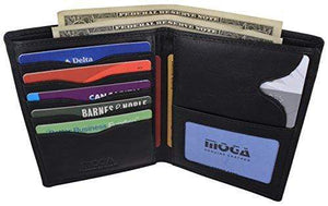 Genuine Leather Large Hipster Bifold Credit Card ID Holder Wallet for Men by Moga-menswallet