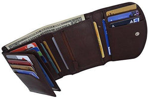 Women's Genuine Leather Compact Double ID Windows Credit Card Holder Wallet With Zippered Pocket by Moga-menswallet